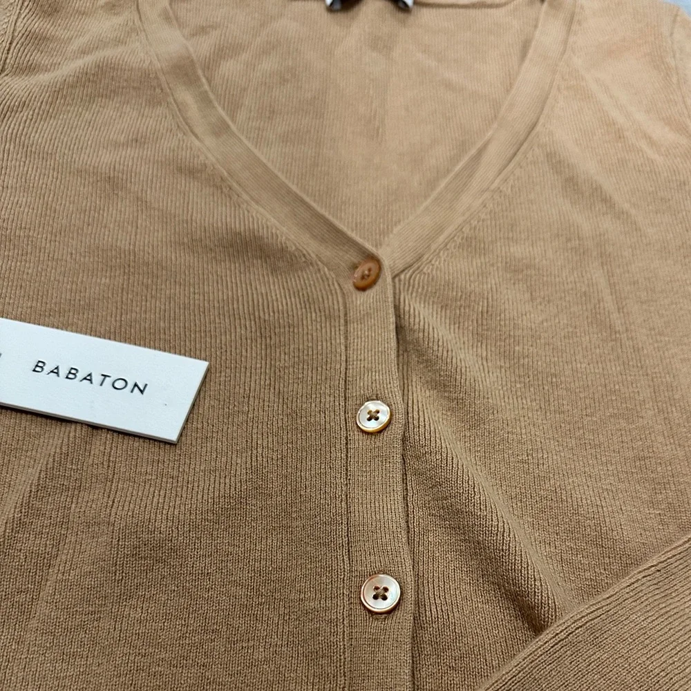 ARITZIA BABATON Georgia Cardigan NWT | Wool Cotton Blend in Classic Tan - Size S - Picture 4 of 8